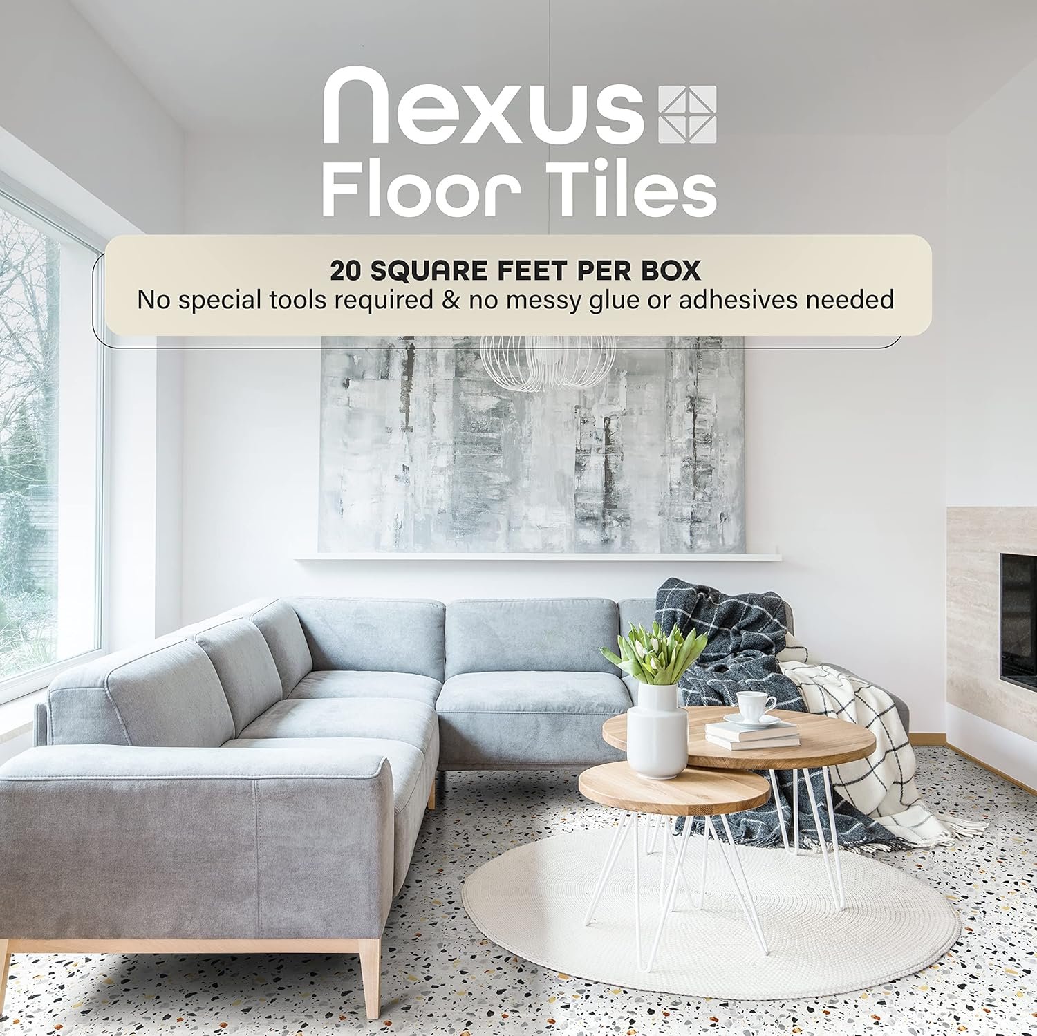 Achim Nexus Self-Adhesive Vinyl Floor Tiles – Mosaic Slate (20-Pack)