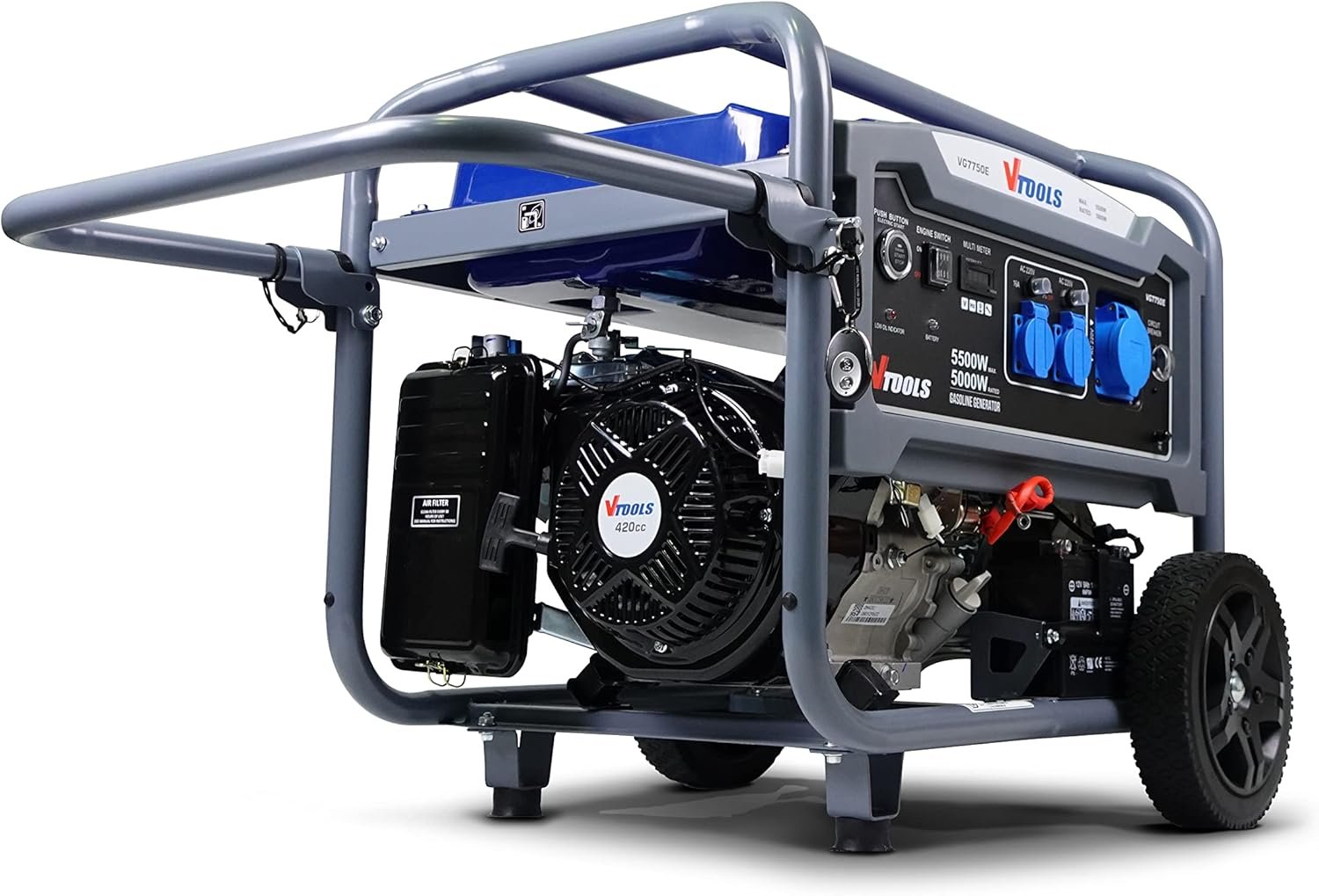 VTOOLS VG7750E Petrol Generator – Reliable 5.5 kW Power with Easy Starting Options