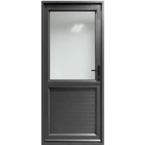 Aluminum Stable Door Charcoal Kick Plate Obscure Glass – Left-Hand Opening (W 900 × H 2100 MM)