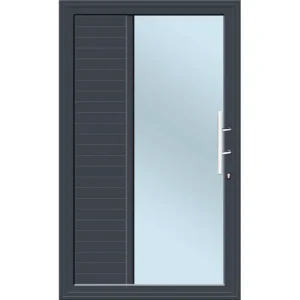 Aluminum Pivot Door Charcoal – 1/3 Cladding / 2/3 Glazing (W 1200 × H 2100 mm)