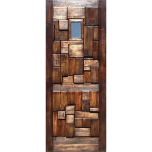 Entry Door Mixed Solid Wood Rustic with Mirror Glass – W 813 × H 2032 mm
