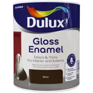 Dulux Gloss Enamel Black 1L – Durable High-Gloss Paint