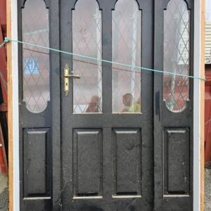 External Cedar 2 Panel 2 Pane Door with 2 Sidelights – Timber Entrance Door Set