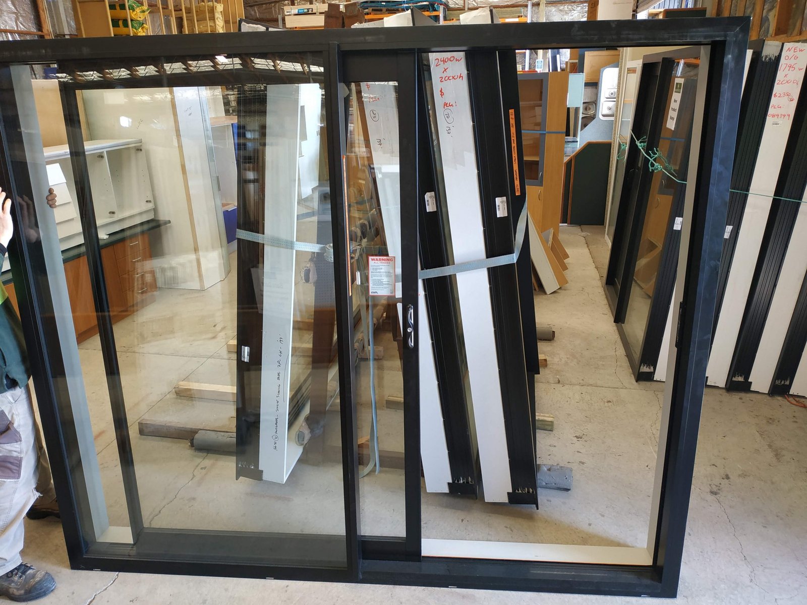 Ebony Double Glazed Sliding Door 2400×2000 – Aluminum Patio Door with Top light & Sidelight