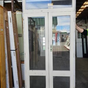 External Painted 2 Pane French Door with Top light & Sidelight