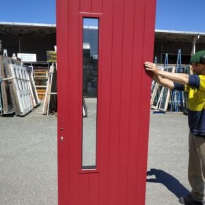 External Pioneer Red T&G Style Door with 1 Double Glazed Pane