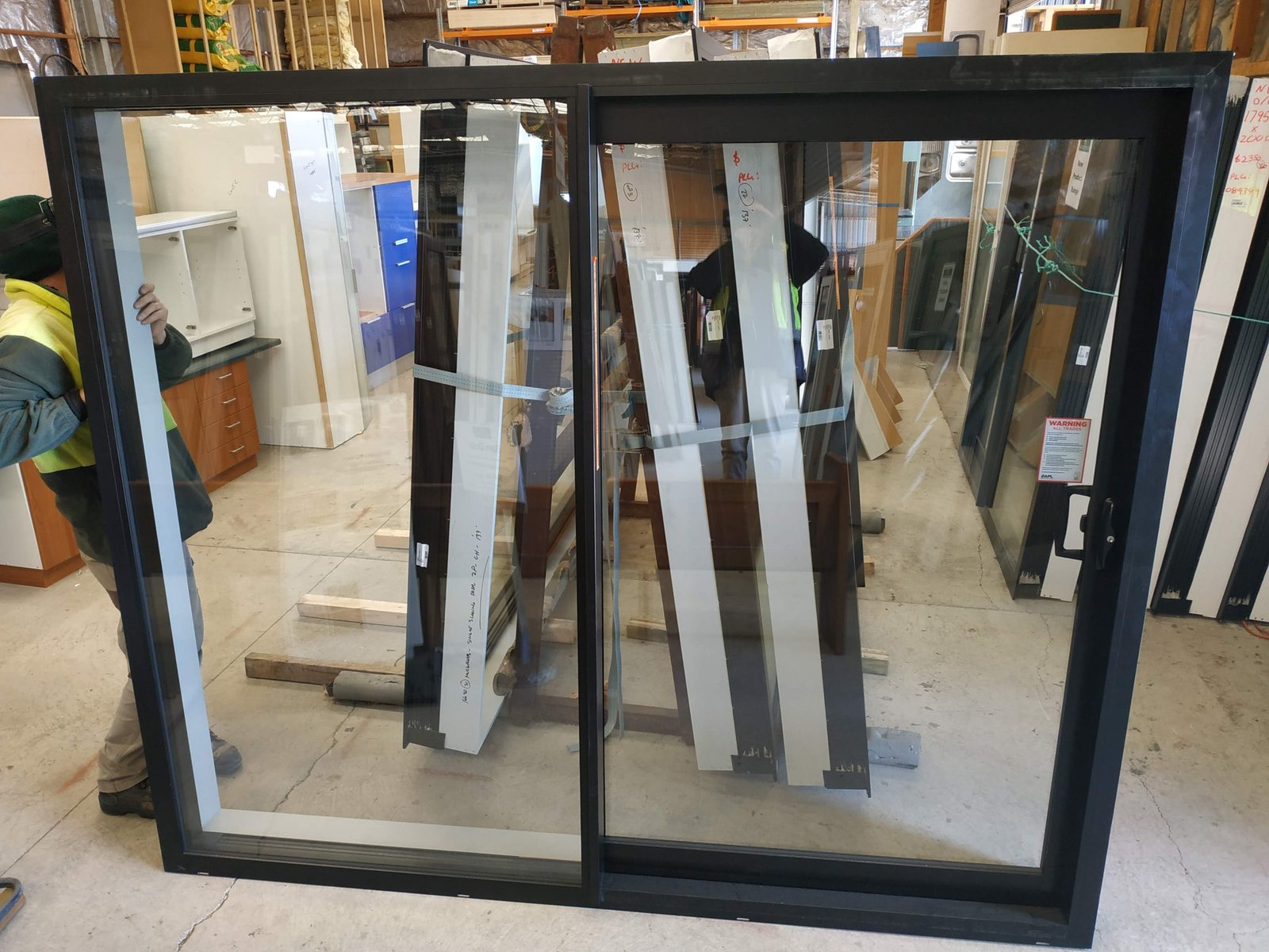 Ebony Double Glazed Sliding Door 2400×2000 – Aluminum Patio Door with Top light & Sidelight