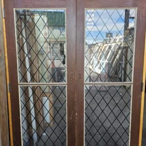Cedar 2 Pane Fake Leadlight Glass French Door – External Timber Double Door