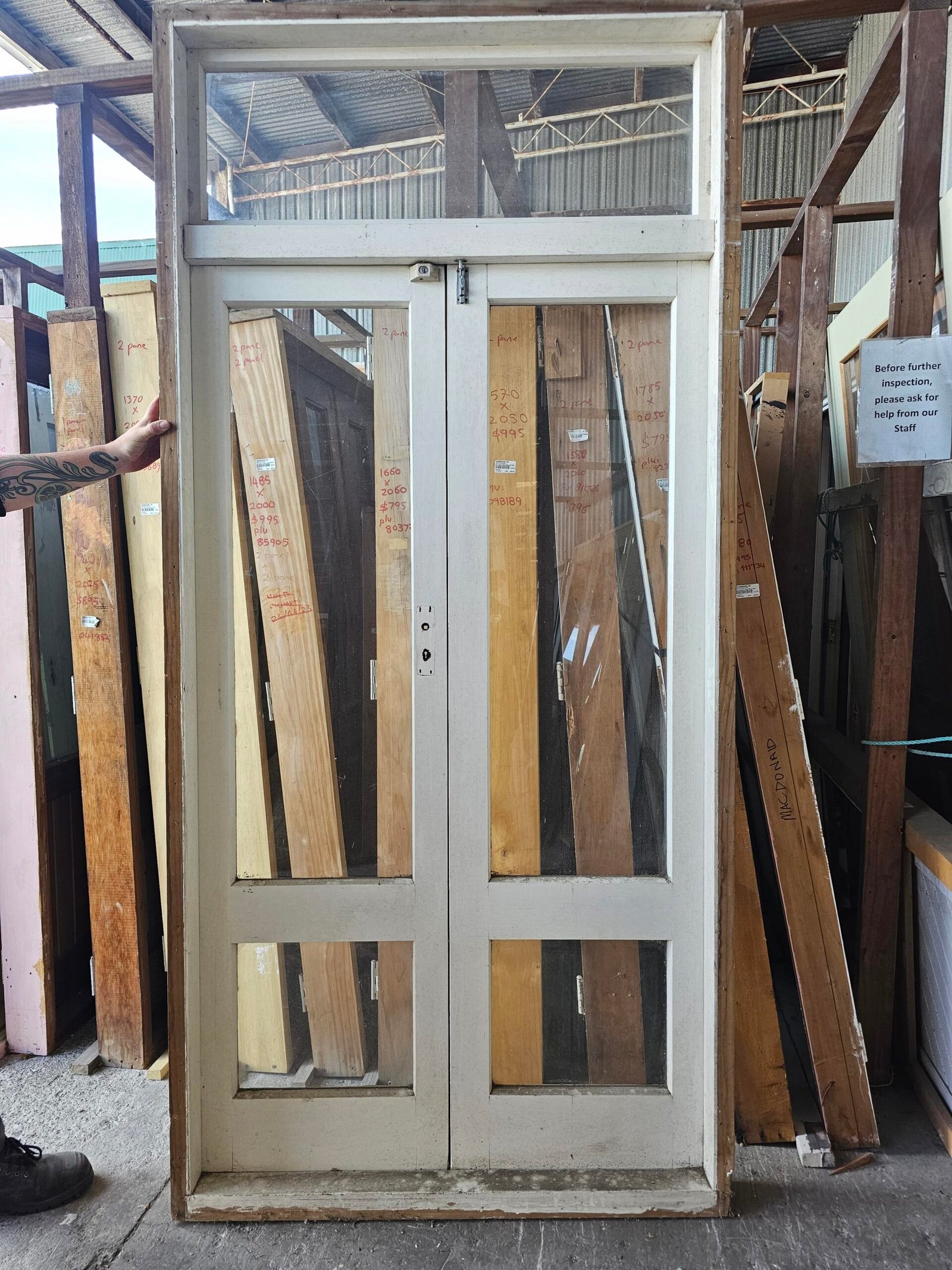 External Painted 2 Pane French Door with Top light & Sidelight