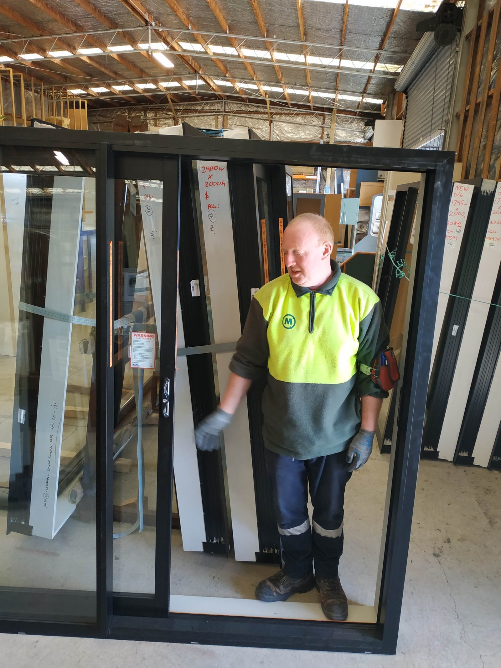 Ebony Double Glazed Sliding Door 2400×2000 – Aluminum Patio Door with Top light & Sidelight