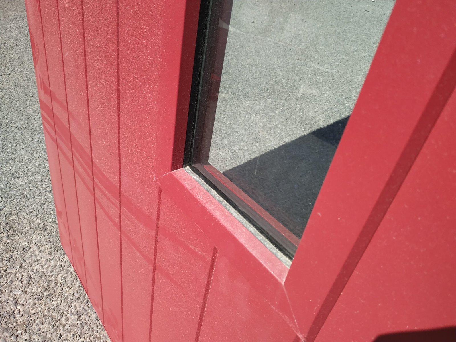 External Pioneer Red T&G Style Door with 1 Double Glazed Pane