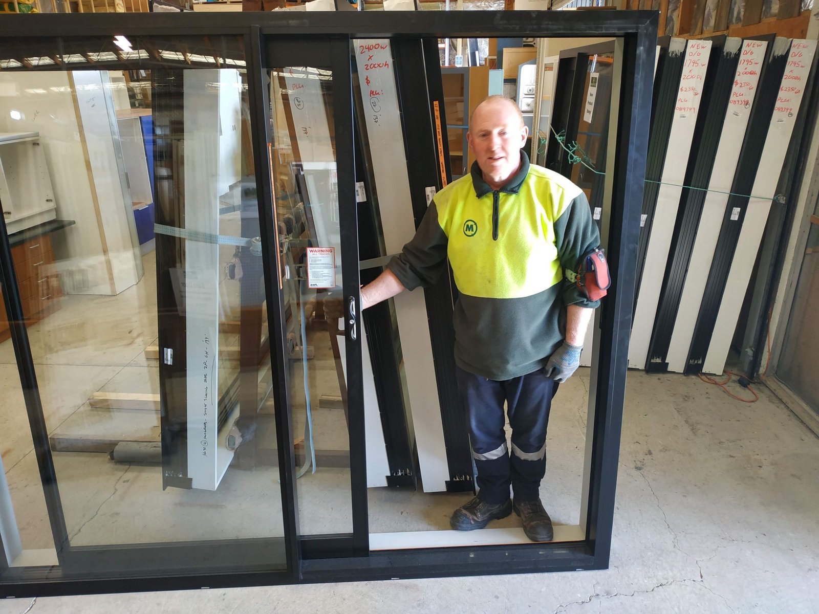 Ebony Double Glazed Sliding Door 2400×2000 – Aluminum Patio Door with Top light & Sidelight