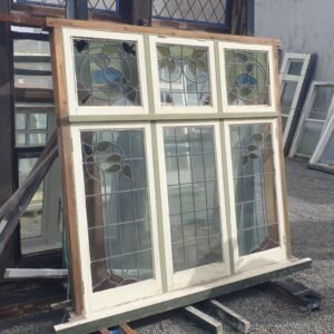 Wooden Leadlight Window – 2 Case Opening (As Is) Vintage Timber Window