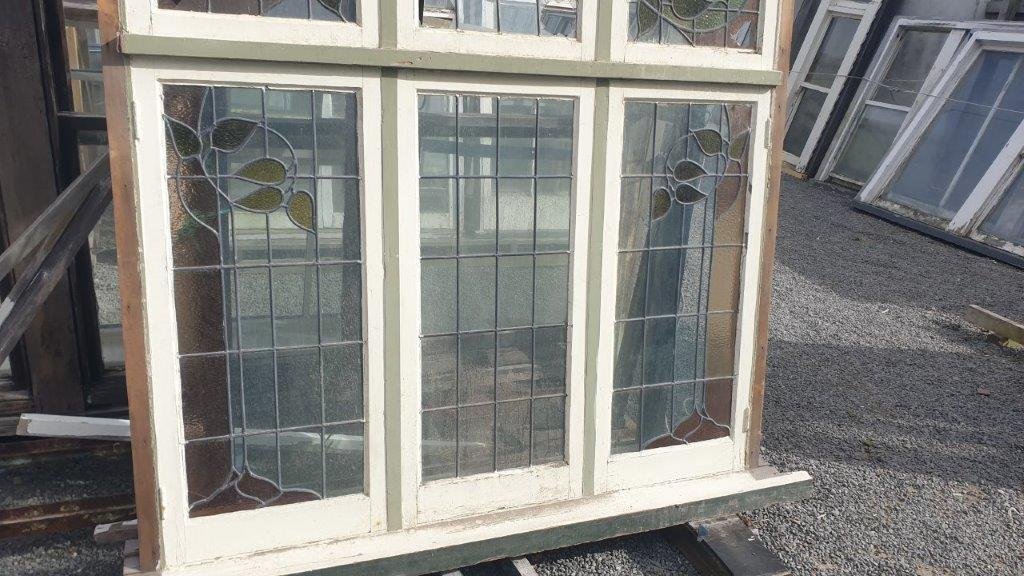 Wooden Leadlight Window – 2 Case Opening (As Is) Vintage Timber Window