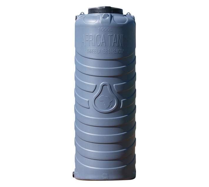 Africa Tanks 1000 L Vertical Water Storage (Battleship Grey) - Food Grade, 10-Year warrantly Antibacterial Protection —