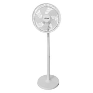 Alva 30 cm Rechargeable Pedestal Fan (White) – 15 W Inverter-Friendly Cooling With 4400 mAh Lithium Battery, Model