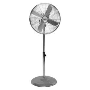 Alva 40 cm Metal Pedestal Fan (Silver) – 50 W Industrial Style Cooling With 4 High-Efficiency Blades and Adjustable