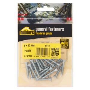 Builders 25 x M5 Pozi Countersunk Self Tapping Screws 5 x 30 mm — SA Home Builder Store