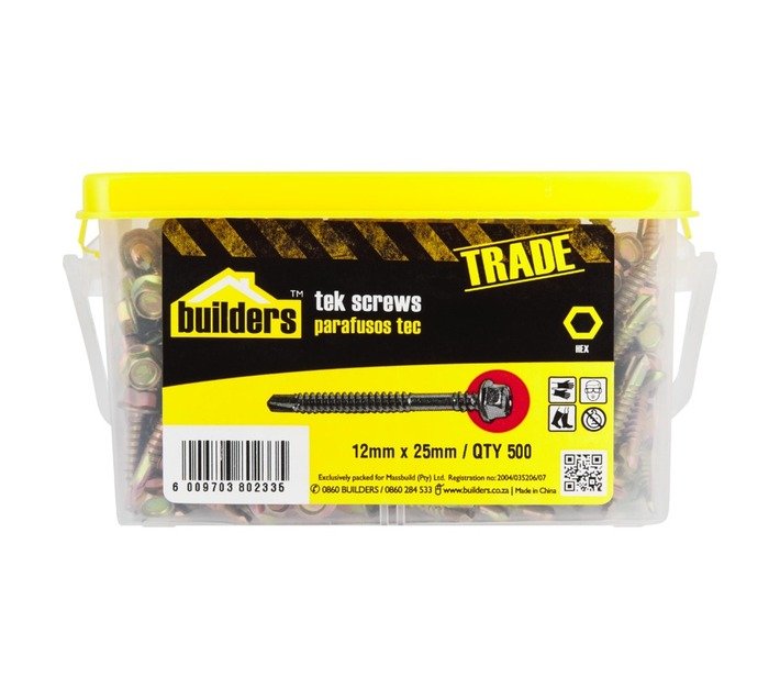 Builders 500 x Tek Screws 12 x 25 mm — SA Home Builder Store