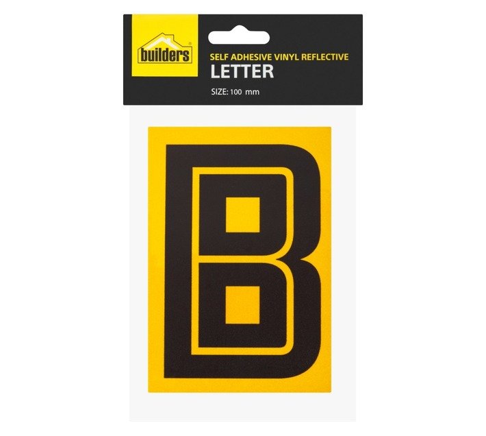 Builders Vinyl Reflective Letter B Yellow - Exclusive to Builders — SA Home Builder Store