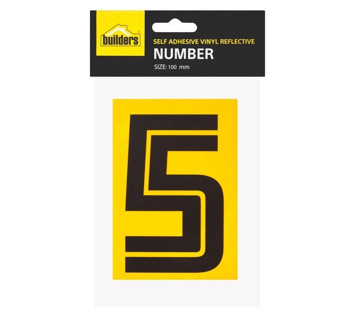 Builders Vinyl Reflective Number 5 Yellow - Exclusive to Builders — SA Home Builder Store