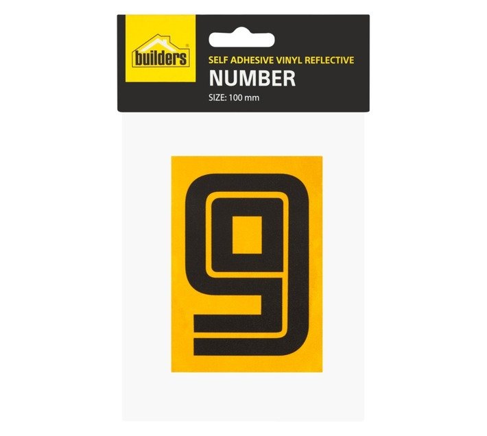 Builders Vinyl Reflective Number 9 Yellow - Exclusive to Builders — SA Home Builder Store