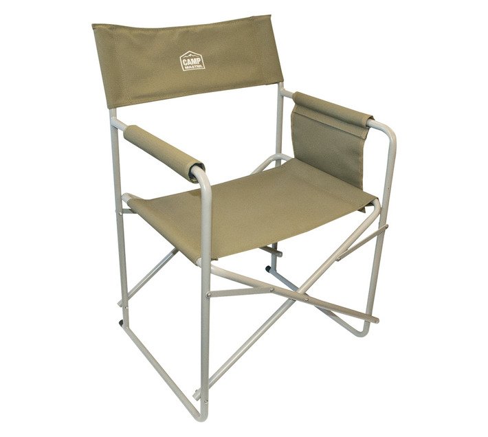 Bushtec DIRCHAIRM Steel Directors Chair Khaki 550 x 330 x 440 mm — SA Home Builder Store