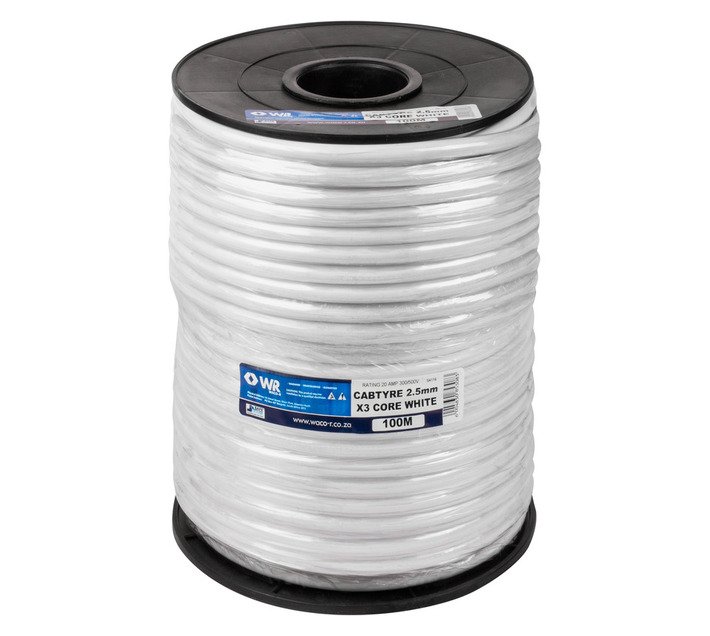 Cabtyre Waco 3 Core Flexi PVC R1 Cable White 2.5 mm — SA Home Builder Store