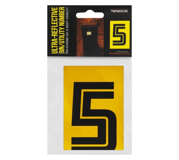 Compopak Reflective Number 5 Yellow 190 x 0.2 x 100 mm — SA Home Builder Store