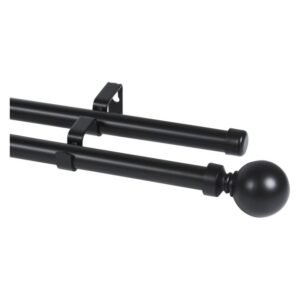 Design House Double Ball Curtain Rail Black 3000 mm — SA Home Builder Store