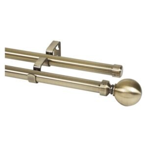 Design House Double Ball Curtain Rail Brass 2500 mm — SA Home Builder Store