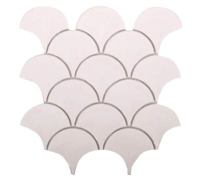 Douglas Jones 1300 Gloss Fan Mosaic Tile - White (90 x 85 x 8mm) — SA Home Builder Store