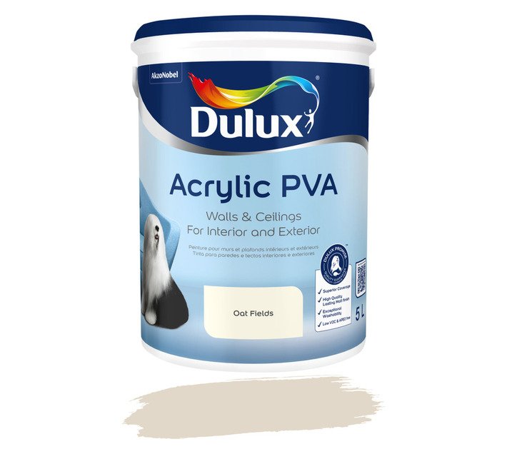 Dulux Acrylic PVA Matt Paint Oat Fields 5 L – Washable Finish for Interior and Exterior Walls and Ceilings — SA Home
