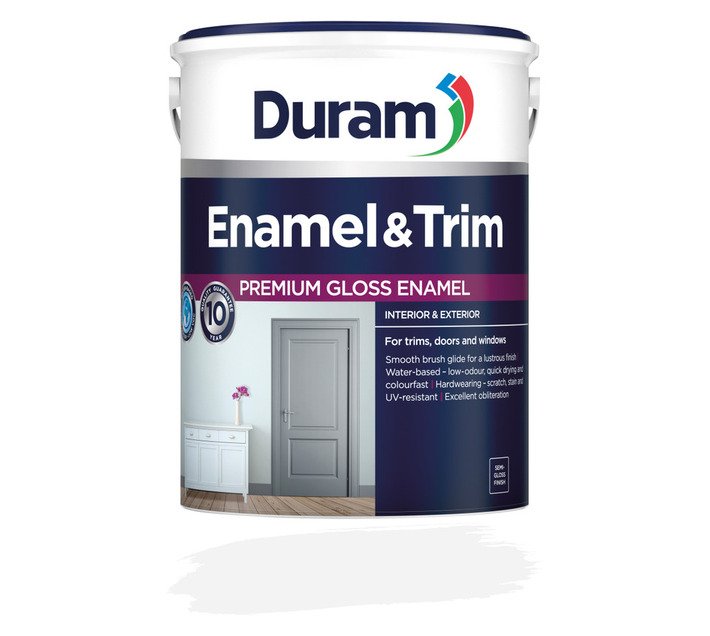 Duram Enamel and Trim Paint White 5 L – Water-Based, Durable Enamel Paint for Trim and Surface — SA Home Builder Store