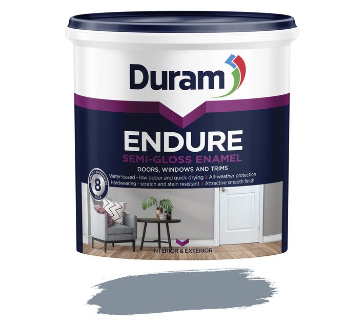 Duram Endure Semi-Gloss Enamel Paint Battleship Grey 1 L — SA Home Builder Store