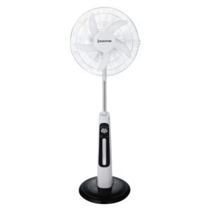 Elecstor 45 cm Rechargeable Pedestal Fan (White) – 25 W High-Efficiency Cooling with 10-Hour Battery and USB Charging