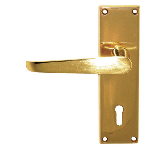 Euro Brass Lever Handle On Plate Ind Cv1 Brass — SA Home Builder Store