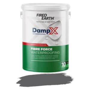 Fired Earth DampX Fibre Force Waterproofing Paint Charcoal 5 L – Acrylic Matt Finish, Fibre-Reinforced Waterproofing