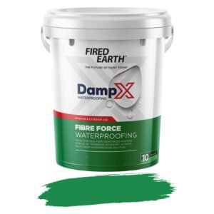 Fired Earth DampX Fibre Force Waterproofing Paint Green 20 L – Acrylic Matt Finish, Fibre-Reinforced Waterproofing