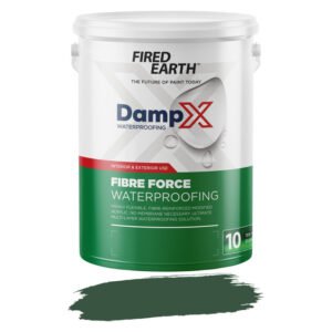 Fired Earth DampX Fibre Force Waterproofing Paint Green 5 L – Acrylic Matt Finish, Fibre-Reinforced Waterproofing Paint