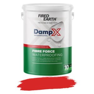 Fired Earth DampX Fibre Force Waterproofing Paint Red 5 L – Acrylic Matt Finish, Fibre-Reinforced Waterproofing Paint