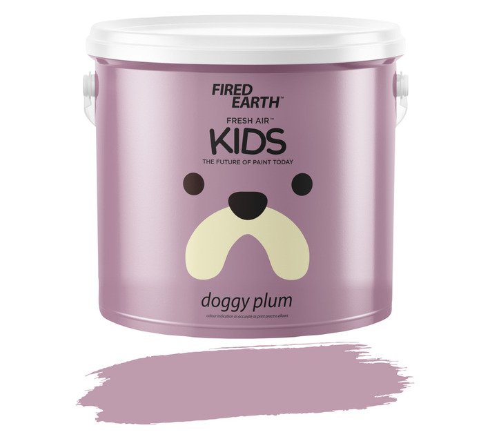 Fired Earth Fresh Air Kid PVA Sheen Paint Doggy Plum 2.5 L - 5 in 1 Subtle Sheen, Stain Resistant, Washable, Solvent