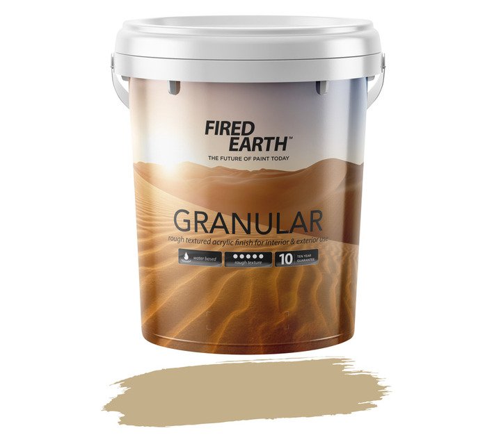 Fired Earth Granular Coat Texture Course Paint Khaki Shell 20 L - 5 in 1 Course Textured Acrylic Finish for Interior