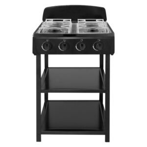 Goldair Freestanding Portable 4 Burner Gas Cooker Stove with Shelves Black GPGTS 400 — SA Home Builder Store