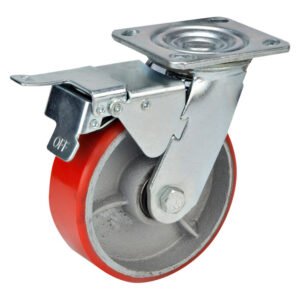 Hillaldam 870195 Polyurethane Plated Castor with Brake 125 mm — SA Home Builder Store