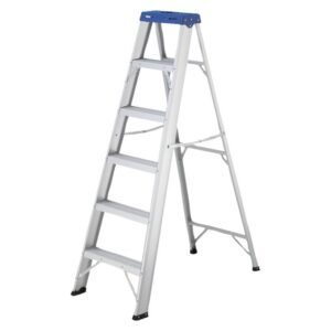 ITC 5-Step A-Frame Aluminium Ladder (Blue ) Lightweight Household Step Ladder 150 kg Load Capacity Slim-Fold Storage —