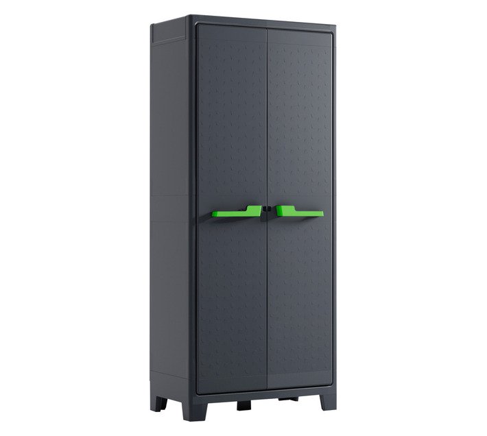 Keter Moby Tall Storage Cabinet Indoor Outdoor Utility Cupboard 4 Adjustable Shelves Ipx3 Weather Resistant 800 x 440 x