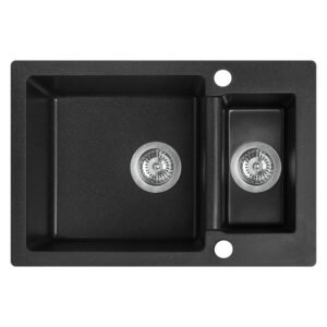 Laveo Celia 1.5 Bowl Granite Sink Black 650 x 440 x 170 mm — SA Home Builder Store