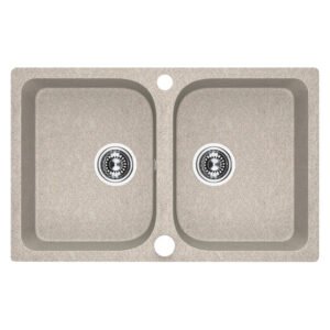 Laveo Celia 2 Bowl Granite Sink Beige 760 x 480 x 170 mm — SA Home Builder Store
