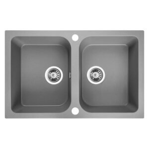 Laveo Celia 2 Bowl Granite Sink Grey 760 x 480 x 170 mm — SA Home Builder Store